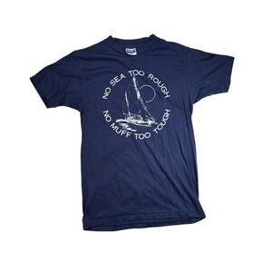 Vintage Blue No‎ Sea Too Rough Marine's Military Shirt Size Large